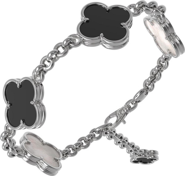 Браслет из белого золота c ониксом и перламутром