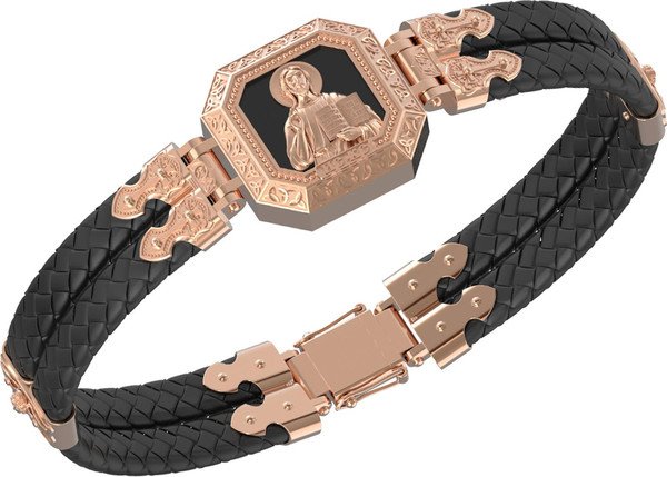 Браслет из золота c шнурком и ониксом