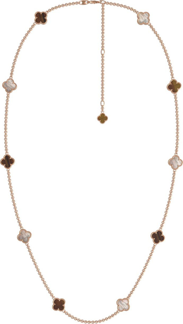 Колье из золота c тигровым глазом и перламутром