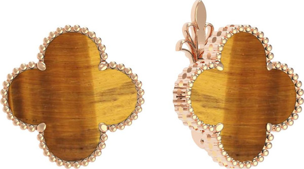 Серьги из золота c тигровым глазом