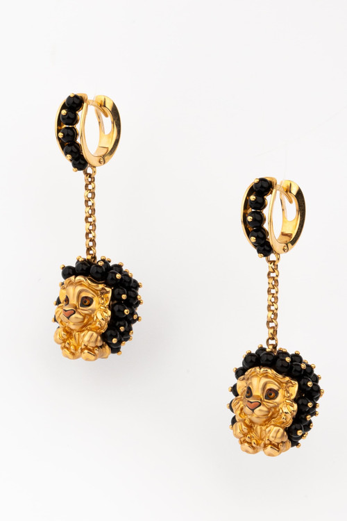 Серьги из золота c эмаль и ониксом