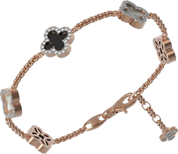 Браслет из золота c бриллиантами, ониксом и перламутром