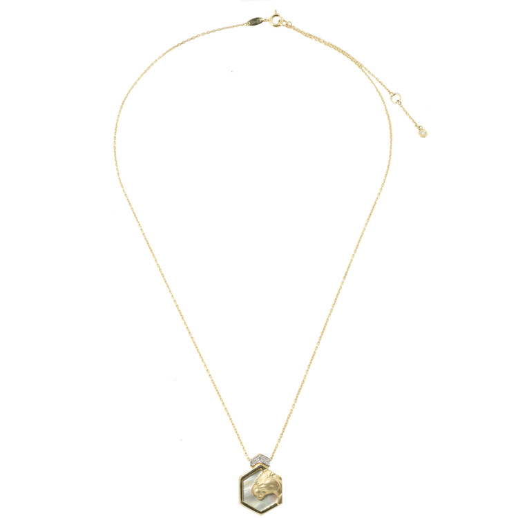 Колье из лимонного золота c бриллиантами и перламутром