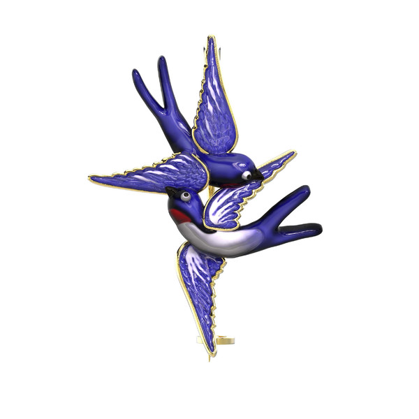 Брошь из лимонного золота c эмаль