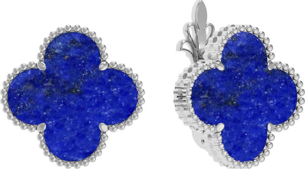 Серьги из белого золота c лазуритом