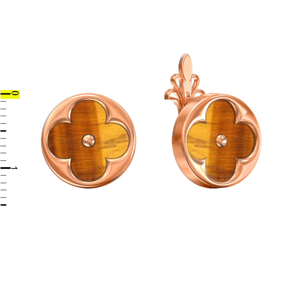 Серьги из золота c тигровым глазом