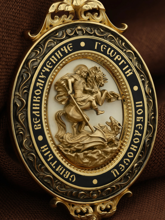 Образок из лимонного золота c эмаль