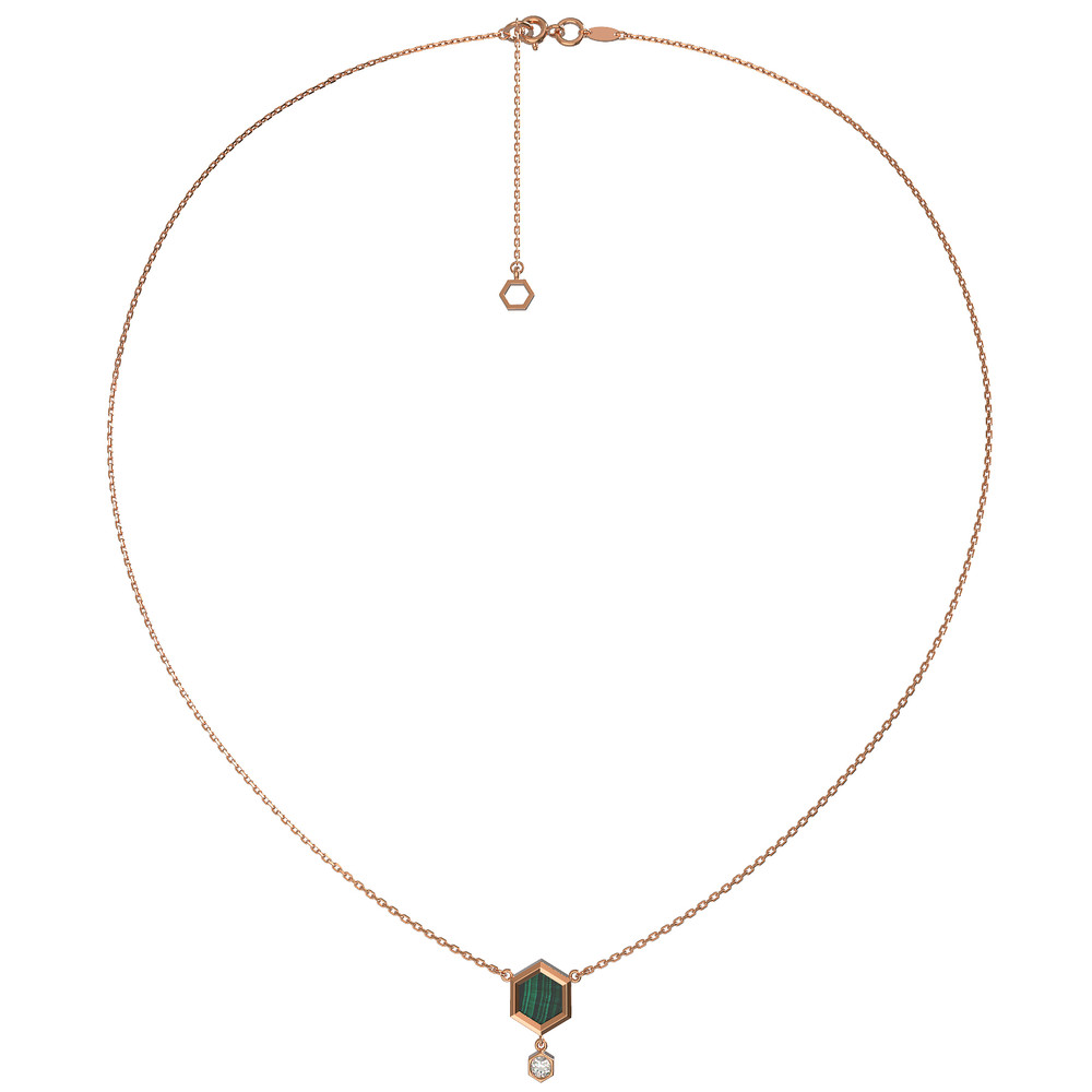 Колье из золота c бриллиантами и малахитом