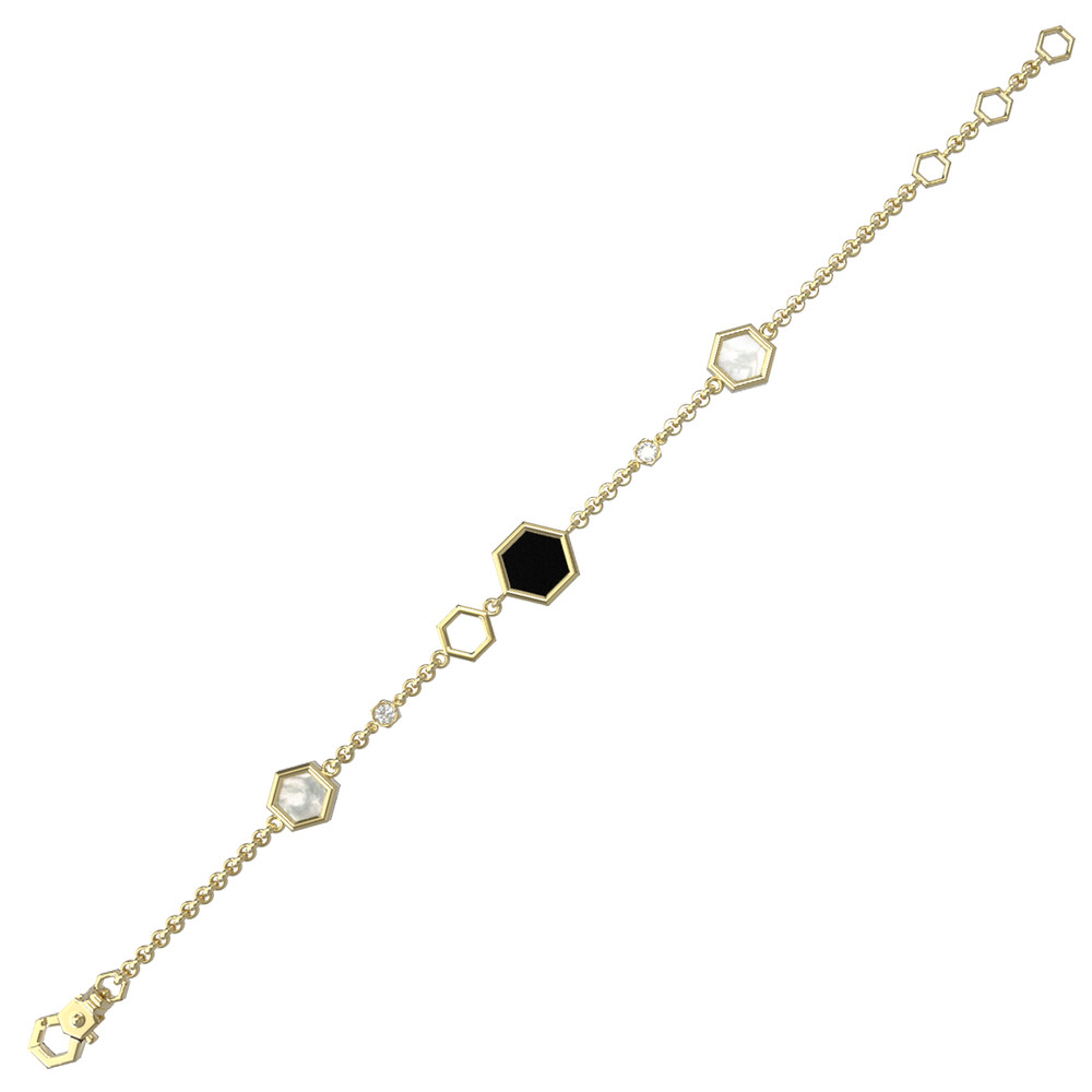 Браслет из лимонного золота c бриллиантами, ониксом и перламутром