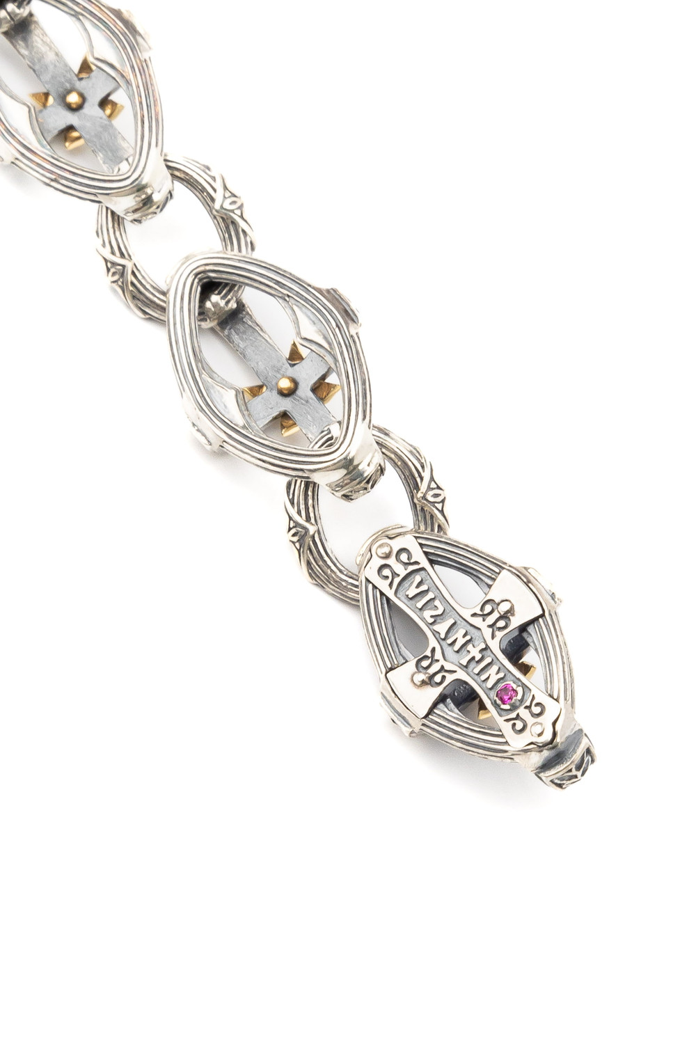 Браслет из серебра и золота c рубином