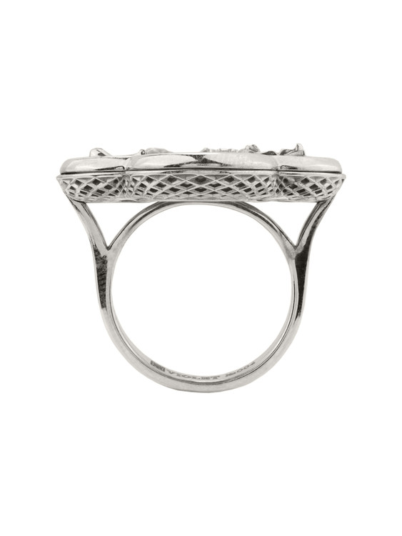 Кольцо из белого золота c эмаль и перламутром