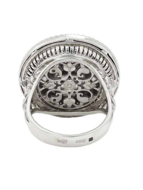 Кольцо из белого золота c эмаль