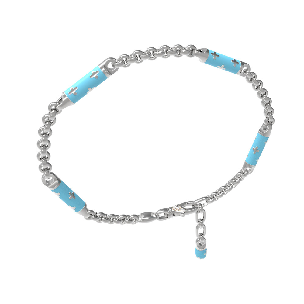 Браслет из белого золота c эмаль