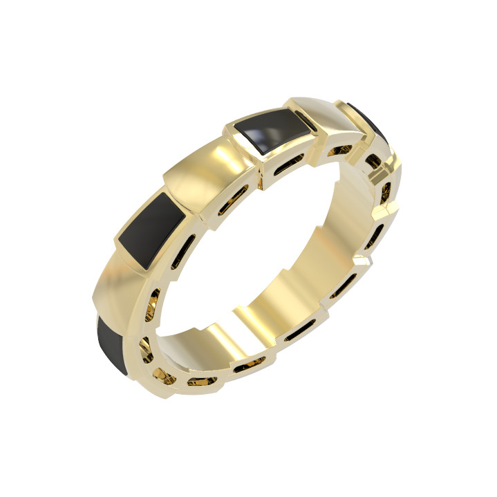 Кольцо из лимонного золота c ониксом