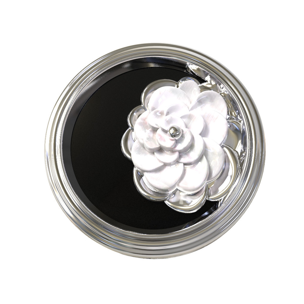 Кольцо из белого золота c ониксом и перламутром