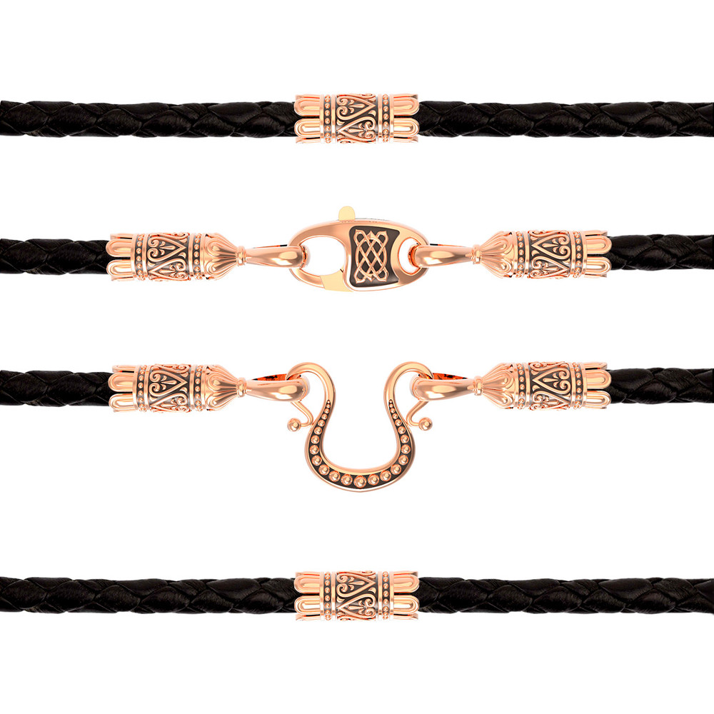 Шнурок кожаный из золота c кожаным шнурком