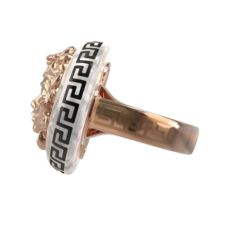 Кольцо из золота c эмаль и перламутром