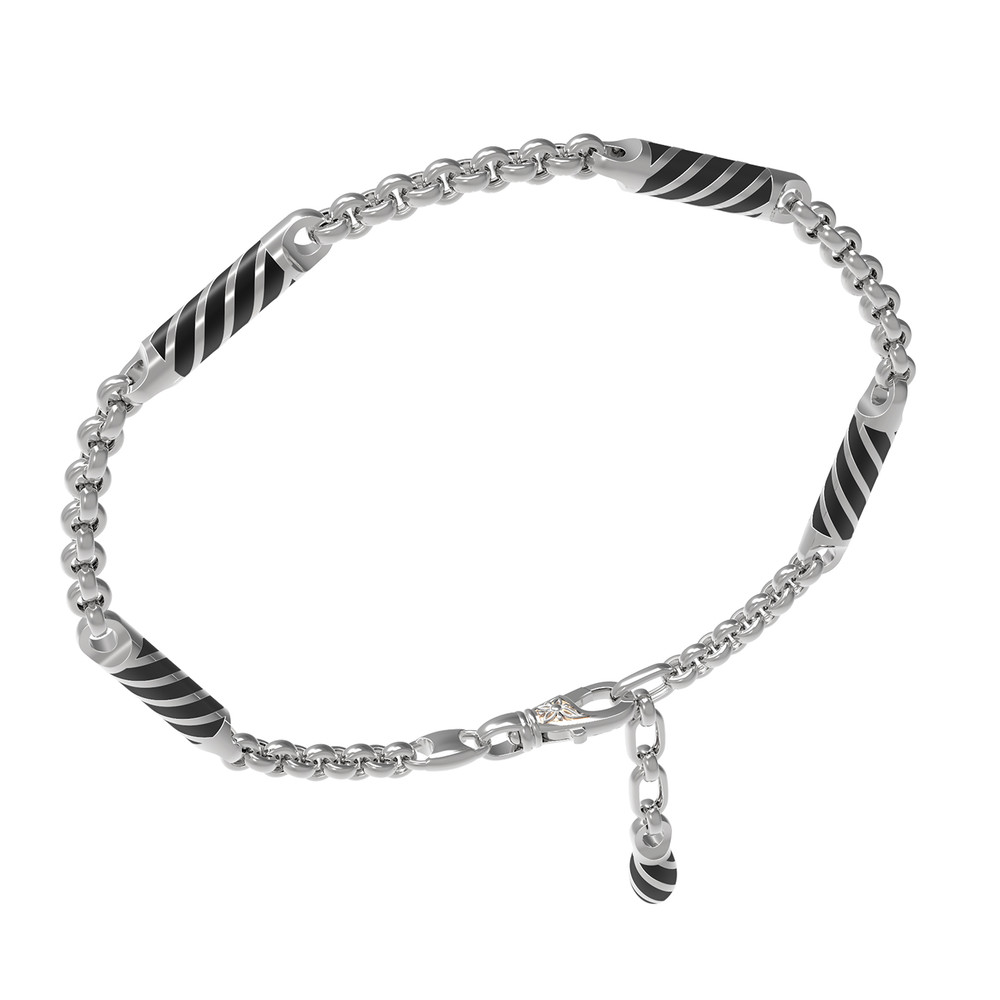 Браслет из белого золота c эмаль