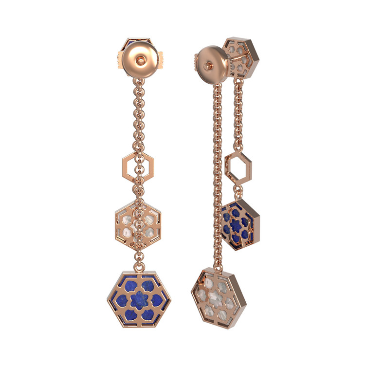 Серьги из золота c лазуритом и перламутром