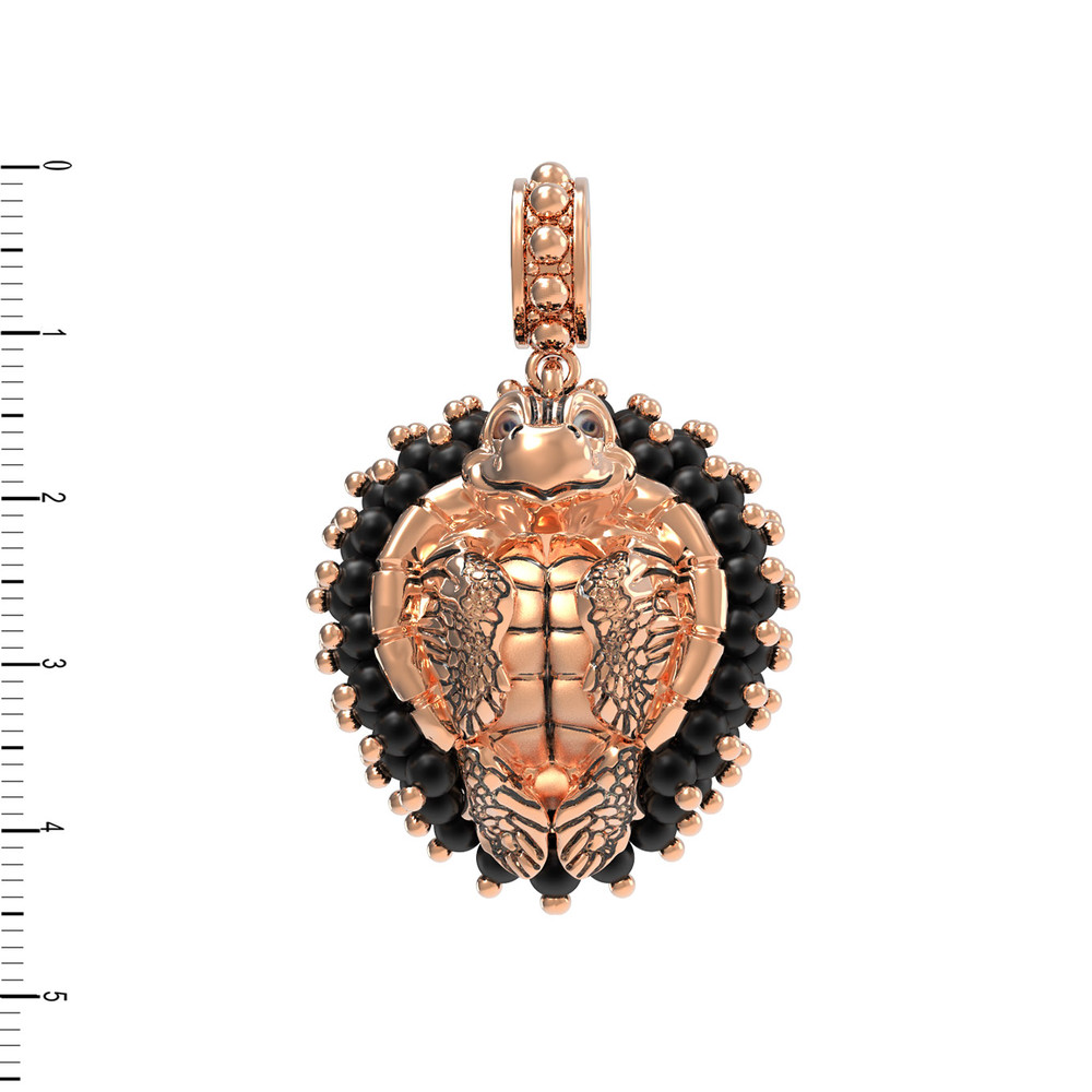 Подвеска из золота c эмаль и ониксом