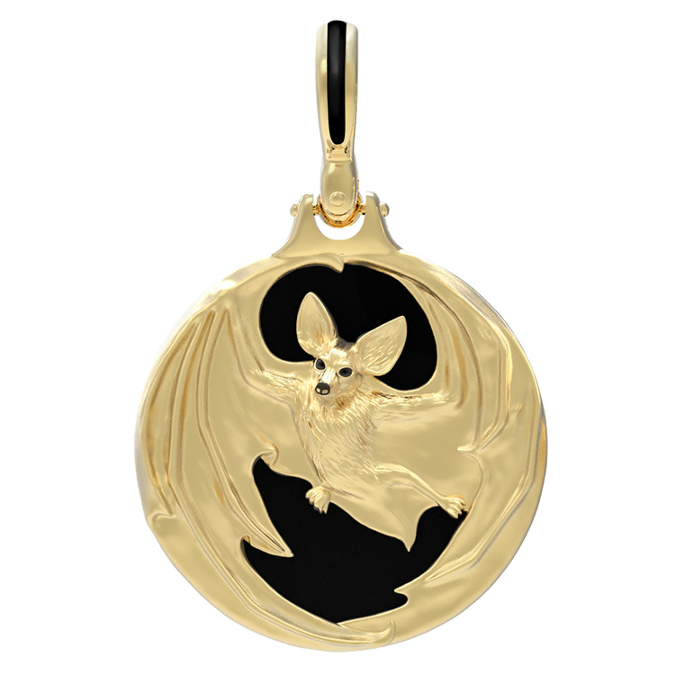 Подвеска из лимонного золота c эмаль и ониксом