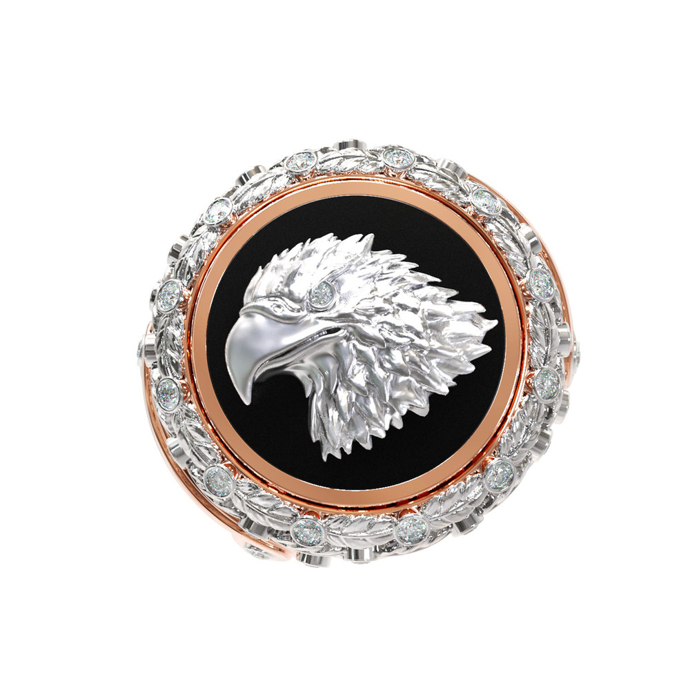 Кольцо из золота c бриллиантами и ониксом