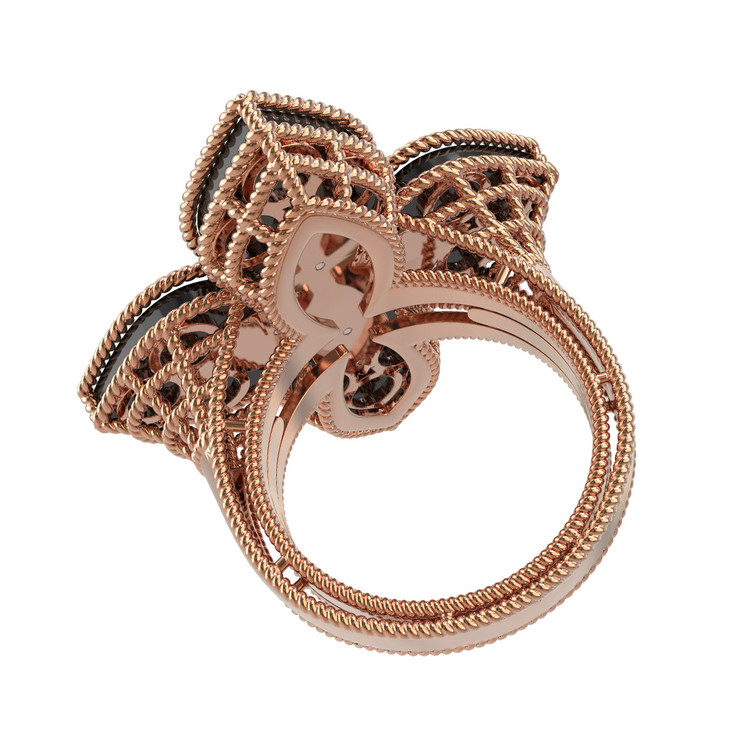 Кольцо из золота c бриллиантами и ониксом