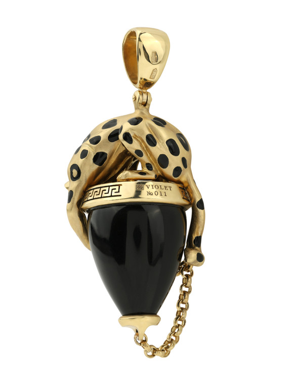 Подвеска из лимонного золота c эмаль и ониксом