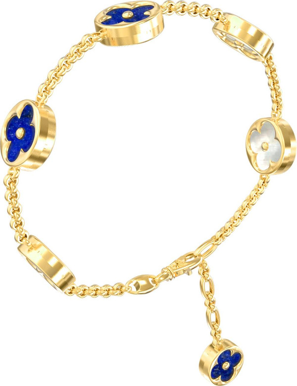 Браслет из лимонного золота c лазуритом и перламутром