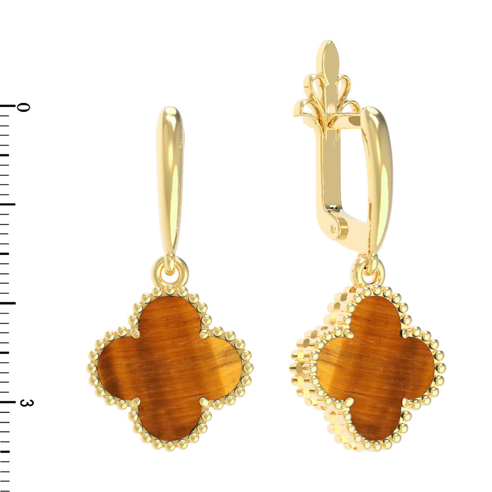 Серьги из лимонного золота c тигровым глазом