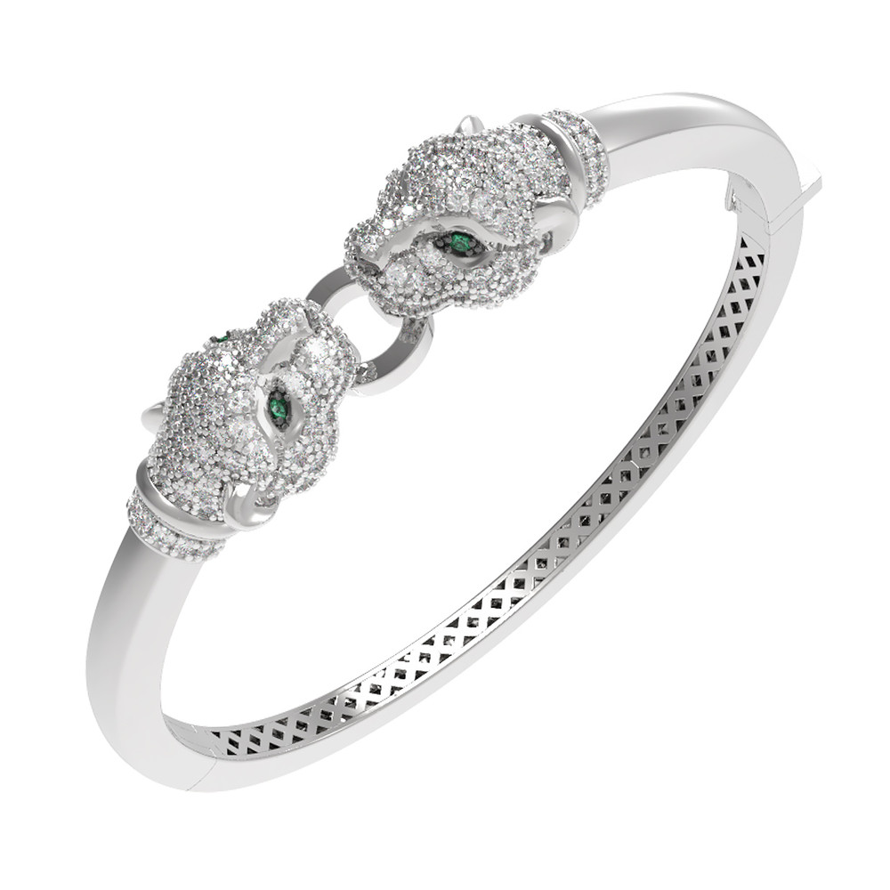 Браслет из белого золота c бриллиантами и изумрудом