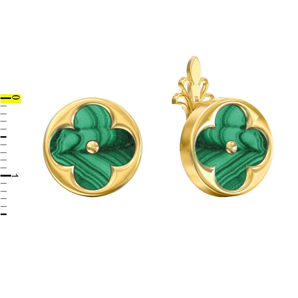 Серьги из лимонного золота c малахитом