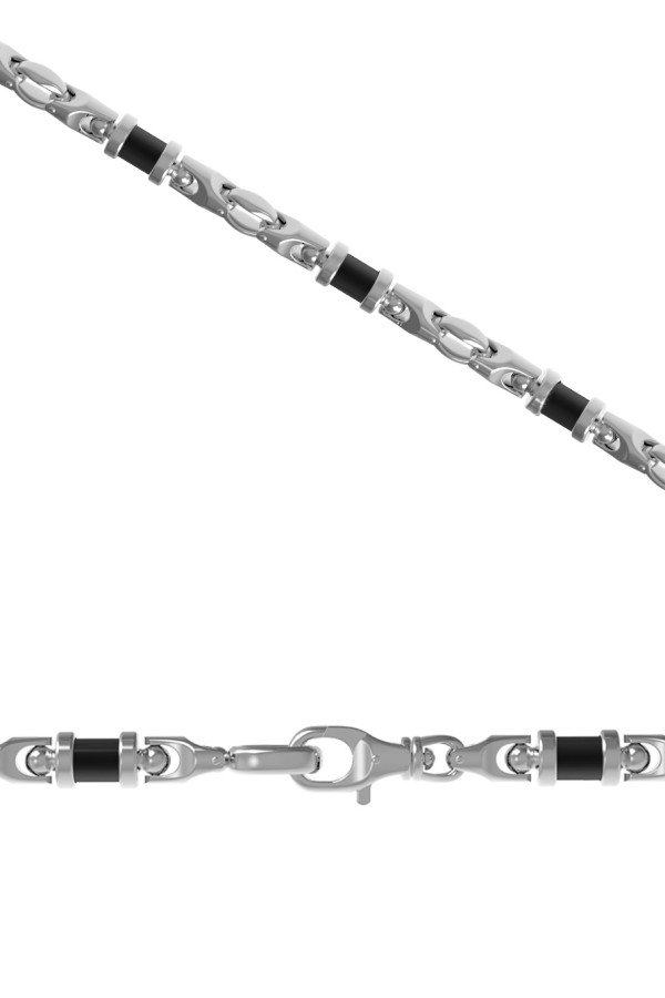 Цепь из белого золота c ониксом