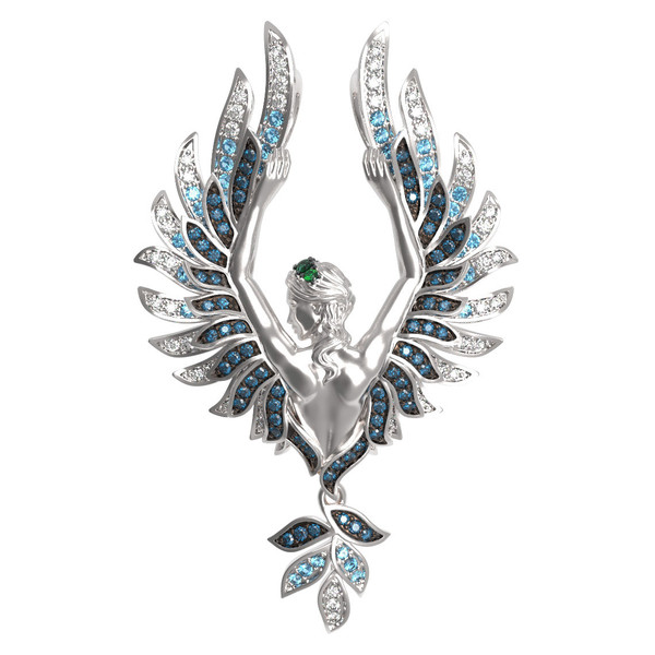 Подвеска из белого золота c фианитом