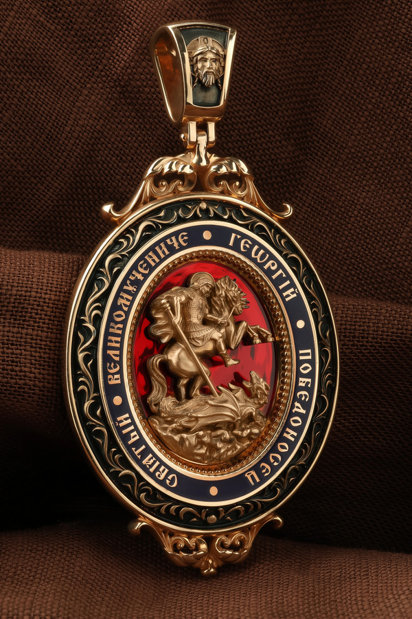 Образок из золота c эмаль