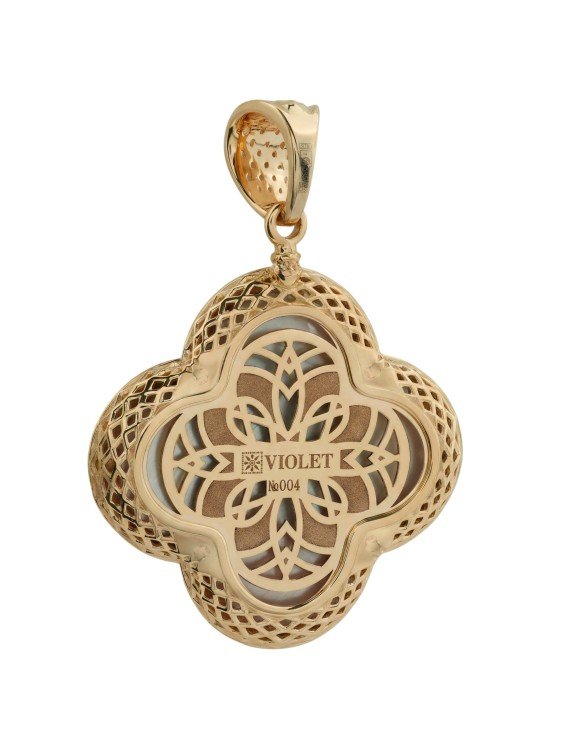 Подвеска из золота c эмаль и перламутром