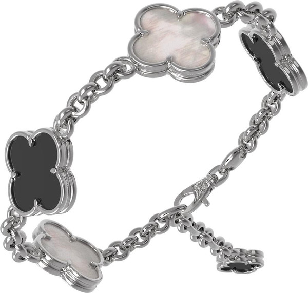 Браслет из белого золота c ониксом и перламутром