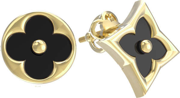 Серьги из лимонного золота c ониксом