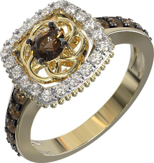 Кольцо из лимонного золота c бриллиантами