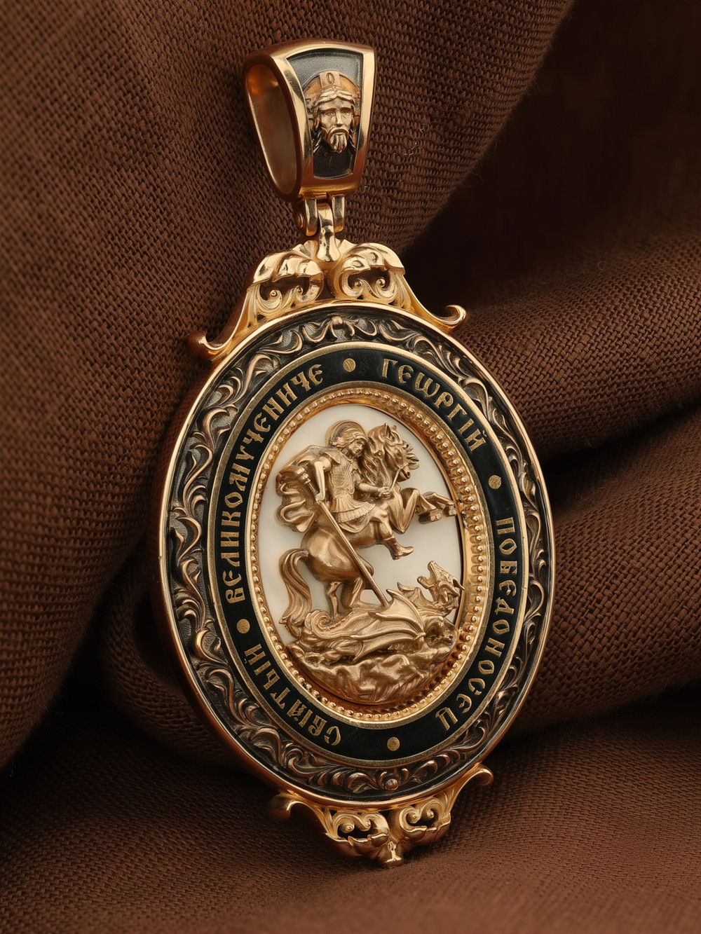 Образок из золота c эмаль