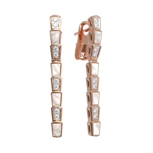 Серьги из золота c бриллиантами и перламутром