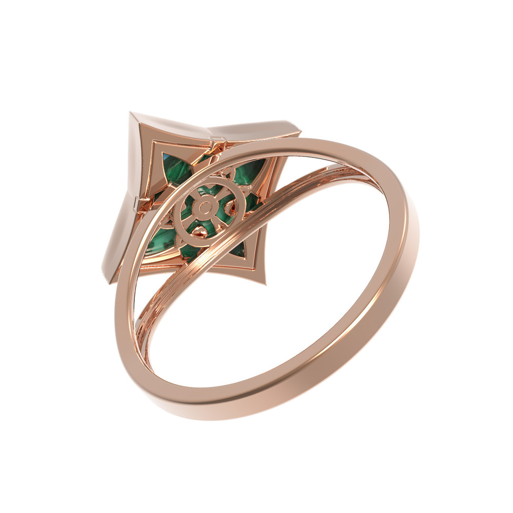 Кольцо из золота c бриллиантами и малахитом