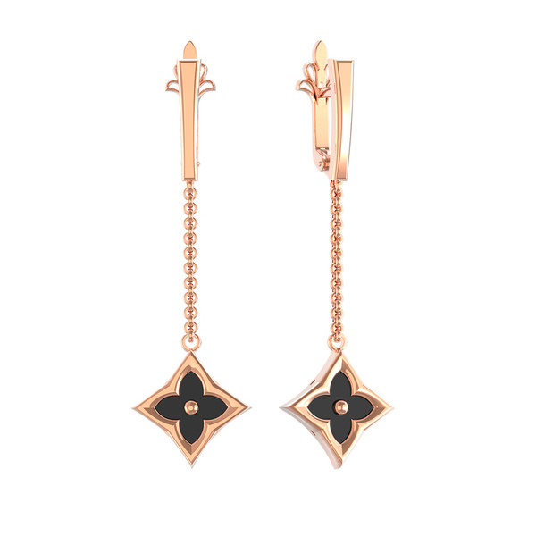 Серьги из золота c ониксом