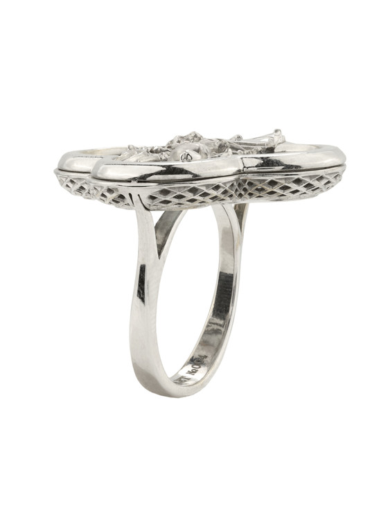 Кольцо из белого золота c эмаль и перламутром