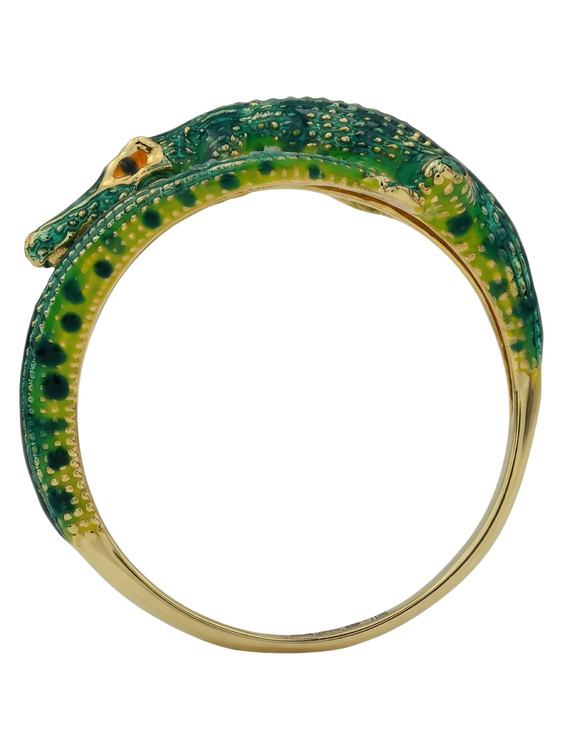 Кольцо из лимонного золота c эмаль