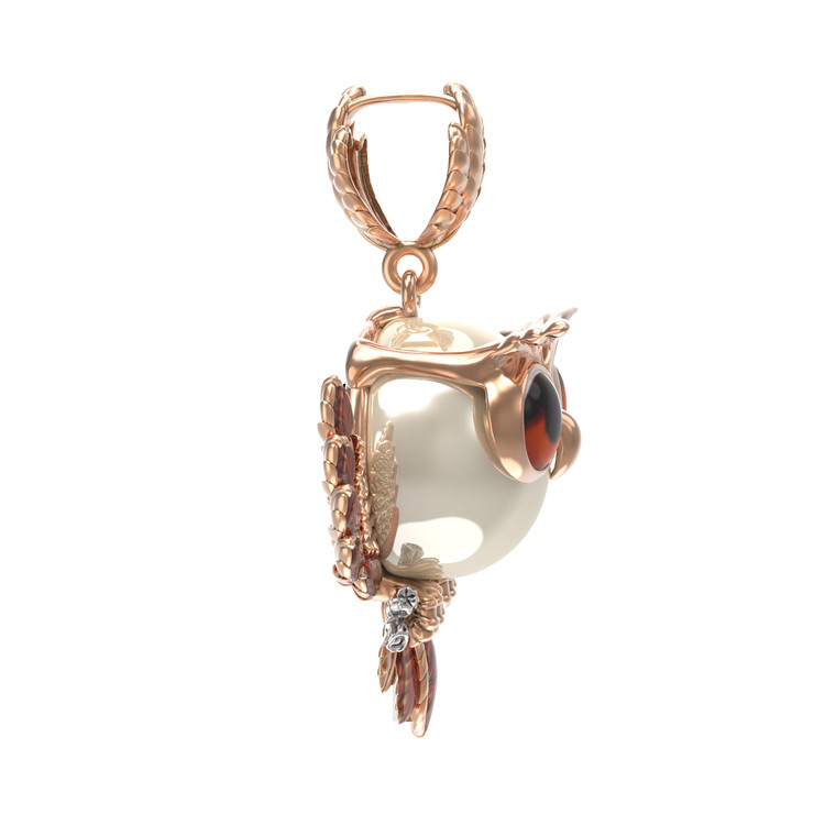 Подвеска из золота c эмаль и жемчугом