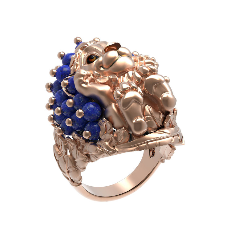 Кольцо из золота c эмаль и лазуритом