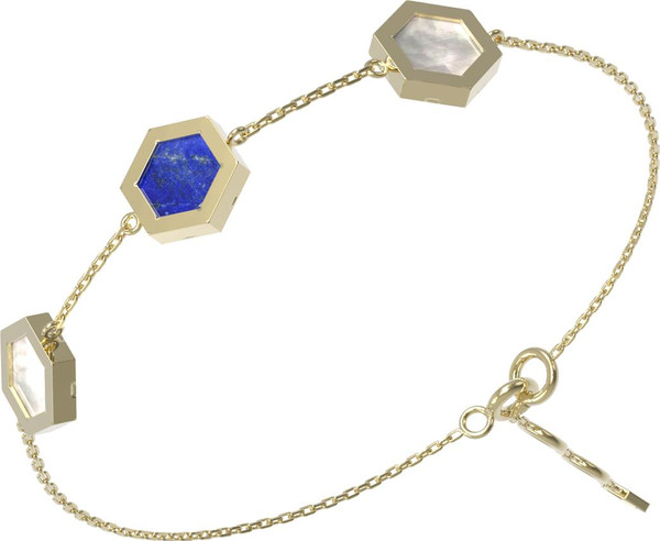 Браслет из лимонного золота c лазуритом и перламутром