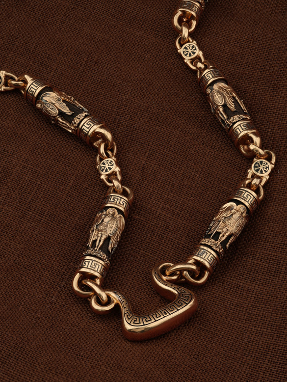 Цепь из золота c эмаль и эбеновым деревом