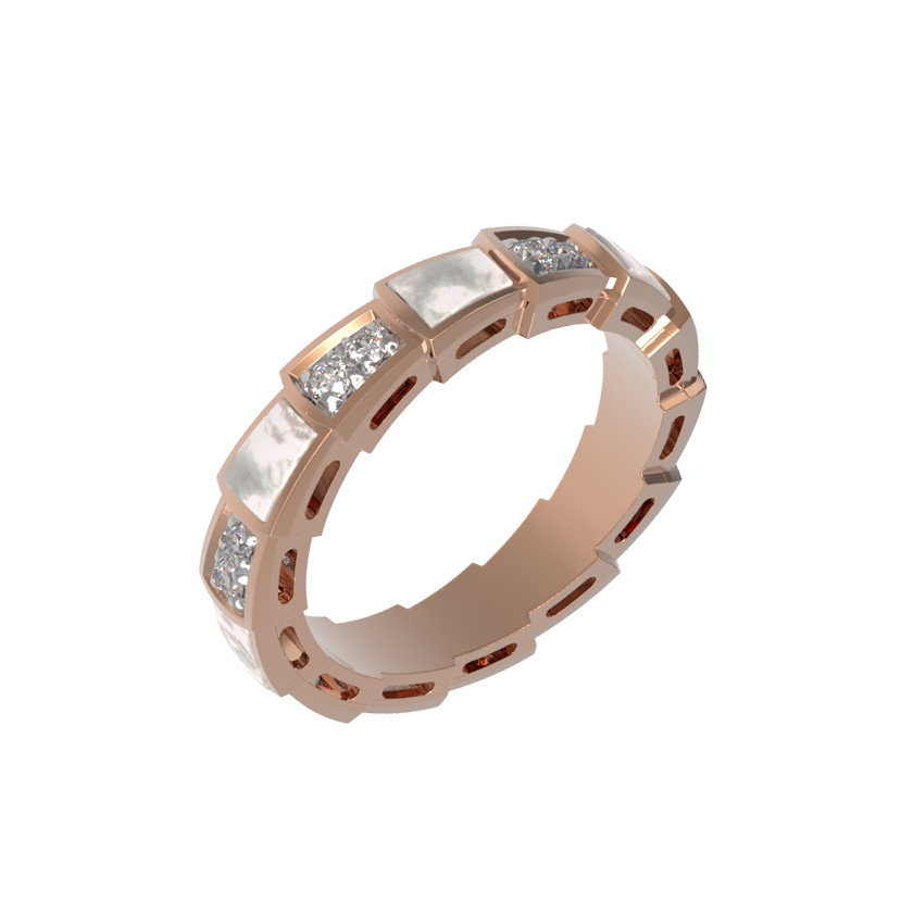 Кольцо из золота c бриллиантами и перламутром